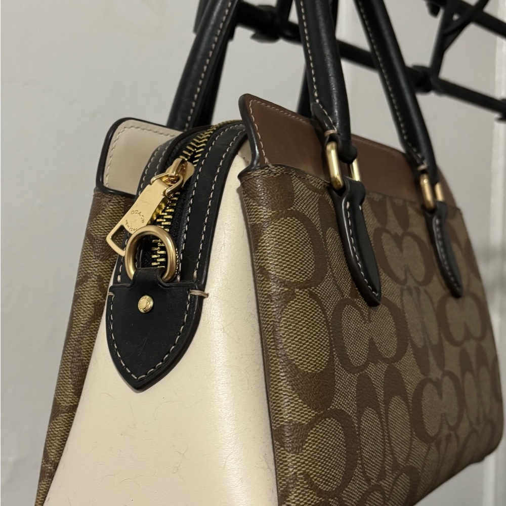 Coach Brown and Cream Signature Satchel